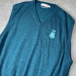 Peter Millar Sweater Vest Men L Blue V-Neck Knit 100% Merino Wool Carpe Diem CCC